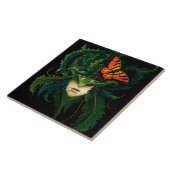 Dryad Green Blätter Butterfly Fliese (Seite)