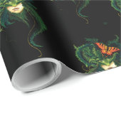 Dryad Green Blätter Butterfly Geschenkpapier (Rolleneckpunkt)