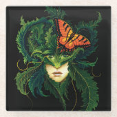 Dryad Green Blätter Butterfly Glasuntersetzer (Vorderseite)