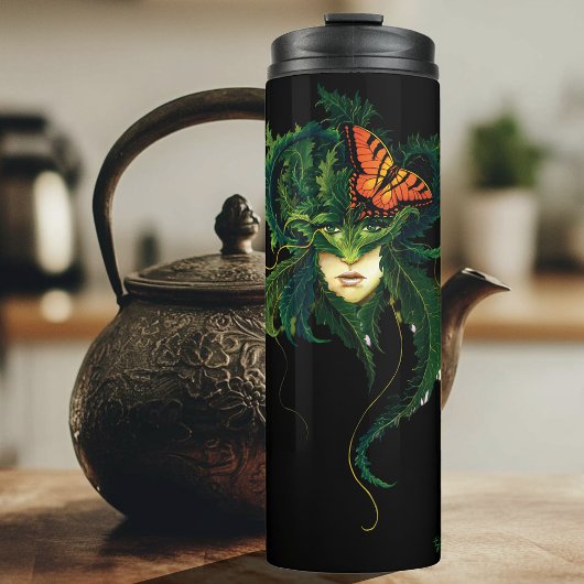 Dryad Green Blätter Butterfly Thermosbecher
