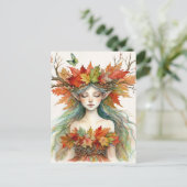 Dryad in Autumn Fairy-core Postcard Postkarte (Stehend Vorderseite)