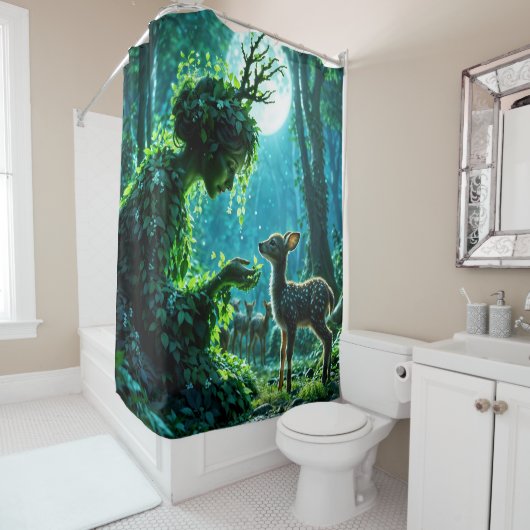 Dryad queen of the enchanted forest at night art duschvorhang (Beispiel)