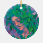 Dryad Tree Spirit Green Blätter Surreal Fantasy Ar Keramik Ornament (Hinten)