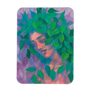 Dryad Tree Spirit Green Blätter Surreal Fantasy Ar Magnet