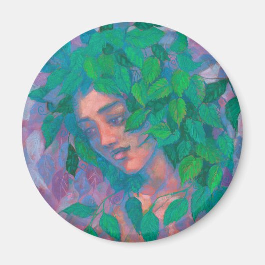 Dryad Tree Spirit Green Blätter Surreal Fantasy Ar Magnet (Vorne)