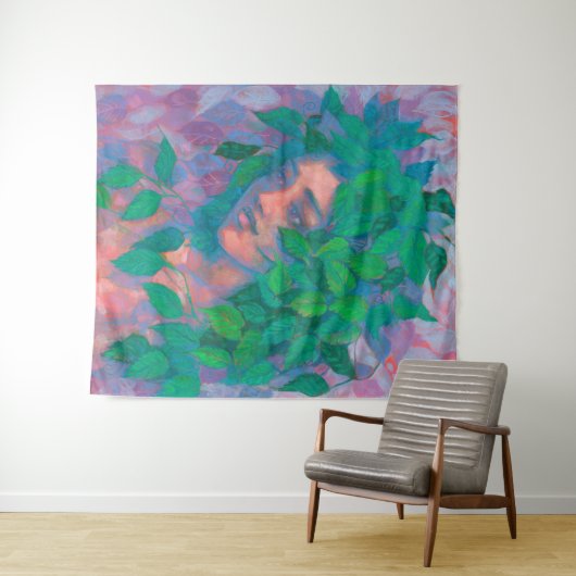 Dryad Tree Spirit Green Blätter Surreal Fantasy Ar Wandteppich (Beispiel (Horizontal))