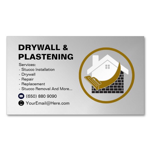 Drywall Business Card Magnet Plaster (Vorderseite)