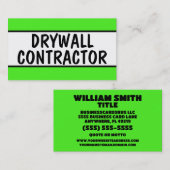 Drywall Contractor Neon Green Visitenkarte (Vorne/Hinten)
