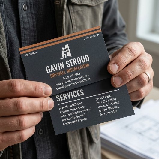 Drywall Installation Modern Charcoal & Copper Visitenkarte