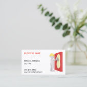 Drywall Installer Cartoon Construction Visitenkarte (Stehend Vorderseite)