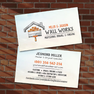 Drywall Plastering Services Watercolor art Visitenkarte