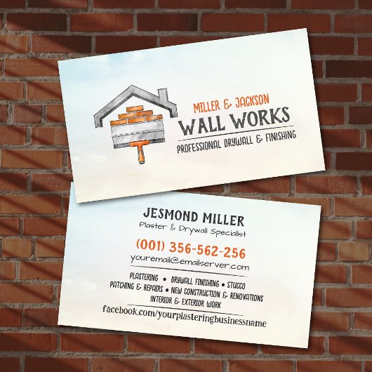 Drywall Plastering Services Watercolor art Visitenkarte