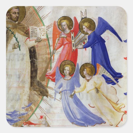 ds 558 f.67v St. Dominic mit vier musikalischen En Quadratischer Aufkleber (Vorderseite)