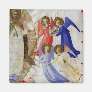 ds 558 f.67v St Dominic mit vier musikalischen Magnet