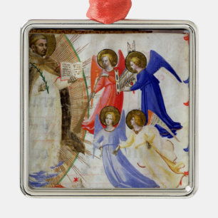 ds 558 f.67v St Dominic mit vier musikalischen Ornament Aus Metall