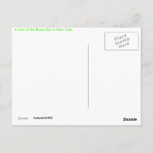 DSCF2638, Bronx Zoo Postkarte (Rückseite)
