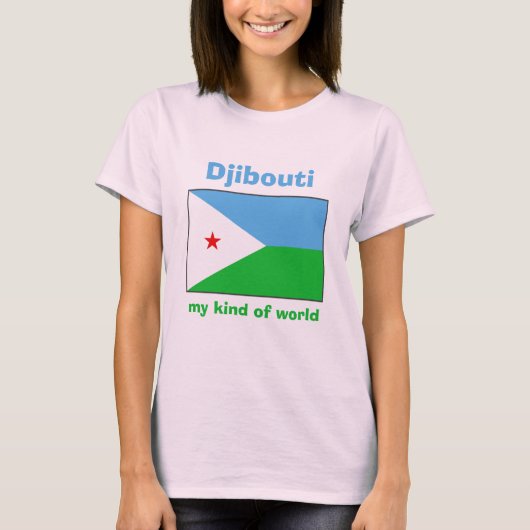 Dschibuti-Flag + Karte + Text-T - Shirt (Vorderseite)