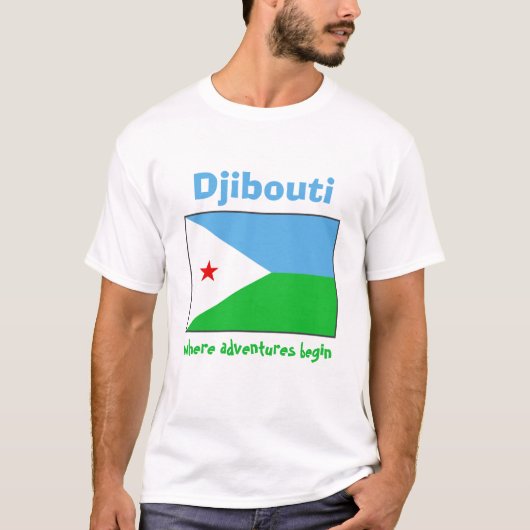 Dschibuti-Flag + Karte + Text-T - Shirt (Vorderseite)