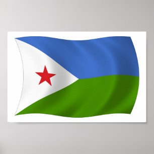 Dschibuti Flag Poster Print
