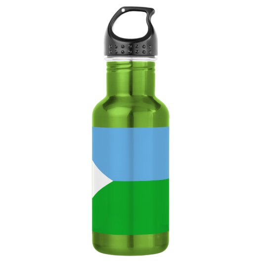 Dschibuti-Flagge Edelstahlflasche (Vorderseite)