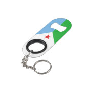 Dschibuti-Flagge Mini Flaschenöffner (Rückseite Schrägansicht)