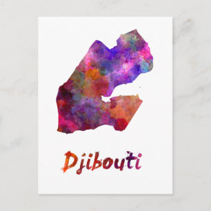 Dschibuti in Aquarellfarben Postkarte