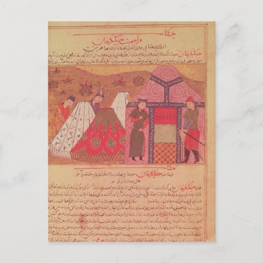 Dschingis Khan außerhalb seines Zeltes Postkarte (Vorderseite)