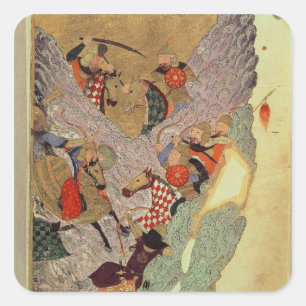 Dschingis Khan (c.1162-1227) kämpfte gegen die Chi Quadratischer Aufkleber