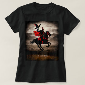 Dschingis Khan Temujin Kriegergeist Falke Pferd T-Shirt