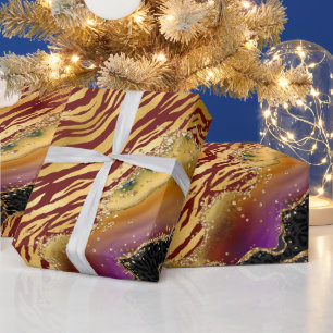 Dschungel-Achat   Kühnes Tier-Streifenmuster Geschenkpapier