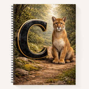 Dschungel Alphabet Buchstabe C Cougar Bildung Noti Notizblock