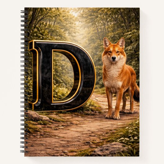 Dschungel Alphabet Buchstabe D Dingo Bildungsheft Notizblock (Vorderseite)