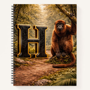 Dschungel Alphabet Buchstabe H Brüllaffe Lehrreich Notizblock