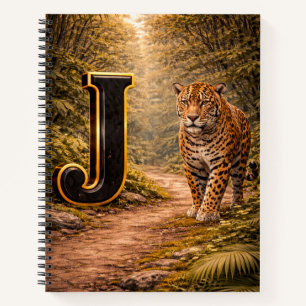 Dschungel Alphabet Buchstabe J Jaguar Gold Bildung Notizblock