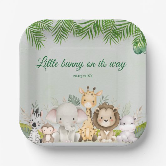 Dschungel Baby Dusche tropische Einladung Pappteller (Vorderseite)