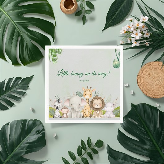 Dschungel Baby Dusche tropische Einladung Serviette