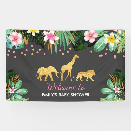 Dschungel-Baby-Duschen-Party-Fahnen-tropische Banner (Horizontal)