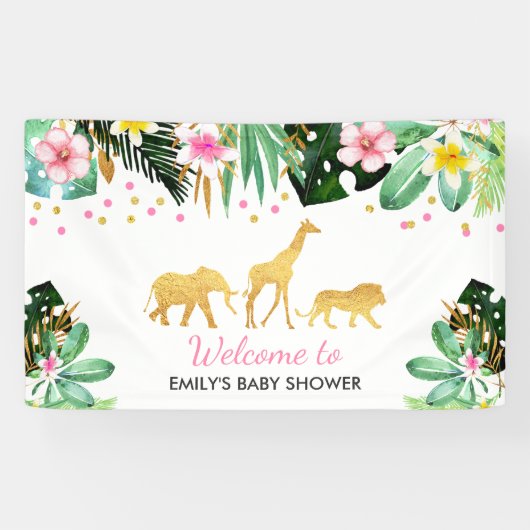 Dschungel-Baby-Duschen-Party-Fahnen-tropische Banner (Horizontal)