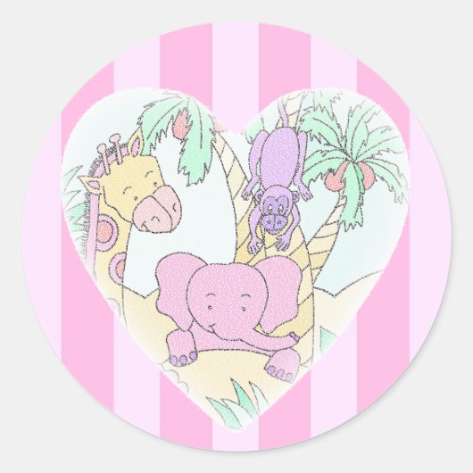 Dschungel-Baby-Herz-Segenmädchen groß Runder Aufkleber (Vorderseite)