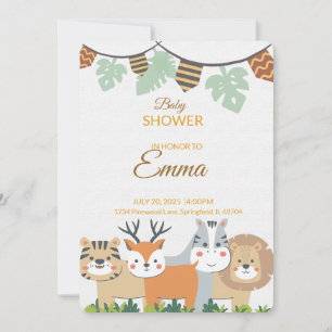Dschungel-Baby-Shower-Einladung – Safari-Tier-Them Einladung