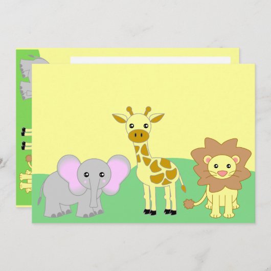 Dschungel-Baby-Tier-12x18 Baby-Duschen-Einladungen Einladung (Vorne/Hinten)