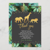 Dschungel-Babyparty danken Ihnen, Dschungel-Dusche Dankeskarte (Vorne/Hinten)