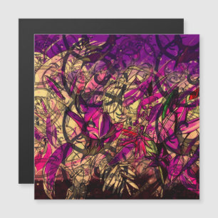 Dschungel Blätter Art Swirl Lila Magnetkarte