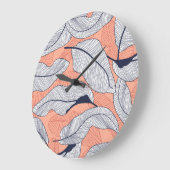 Dschungel-Blätter Nahtlose tropische Muster Große Wanduhr (Winkel)