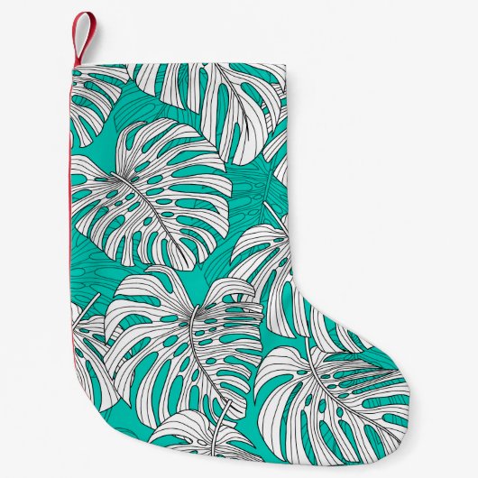 Dschungel Blätter Tropenflora Nahtlos Kleiner Weihnachtsstrumpf (Vorderseite)