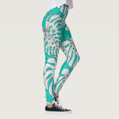 Dschungel Blätter Tropenflora Nahtlos Leggings (Rechts)