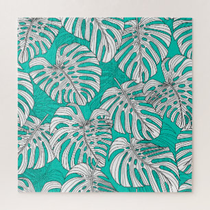 Dschungel Blätter Tropenflora Nahtlos Puzzle