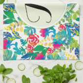 Dschungel-Blume Floral Fine Monogramm Geschirrtuch (Gefaltet)