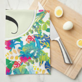 Dschungel-Blume Floral Fine Monogramm Geschirrtuch (Viertel Falte)