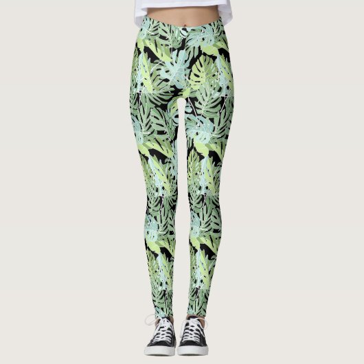 Dschungel-Blumenmuster 2 Leggings (Vorderseite)